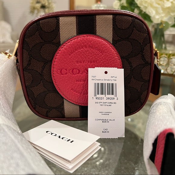 Coach Mini Dempsey Camera Bag In Signature Jacquard With Stripe And Coach Patch - Picture 11 of 11